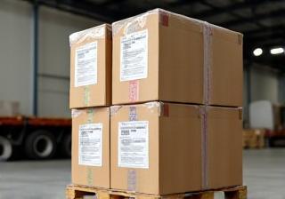 Boxes of cosmetic products prepared for shipping